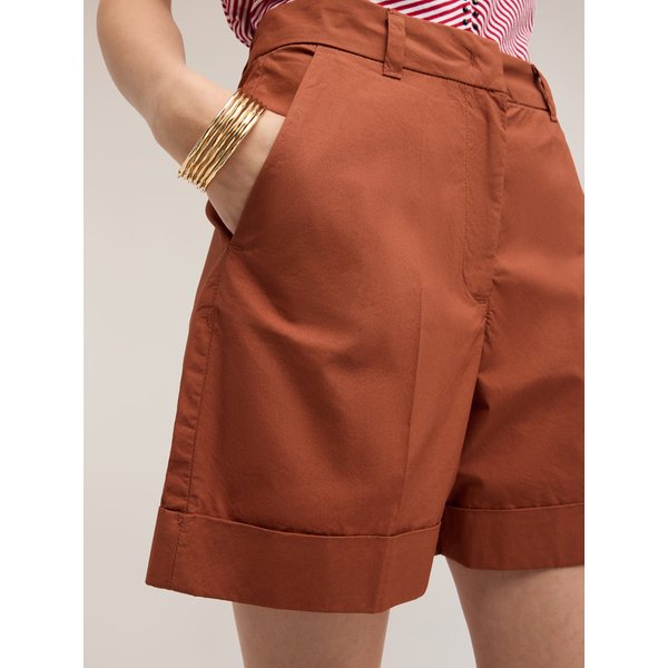 Motivi Shorts A Vita Alta In Cotone Donna, Marrone, Taglia 42-image
