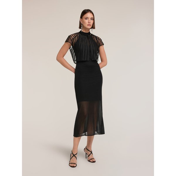 Motivi Coprispalle In Tulle E Raso Donna, Nero, Taglia 38-image
