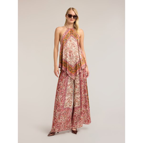 Motivi Pantaloni Palazzo In Raso Con Stampa Donna, Rosa, Taglia 44-image