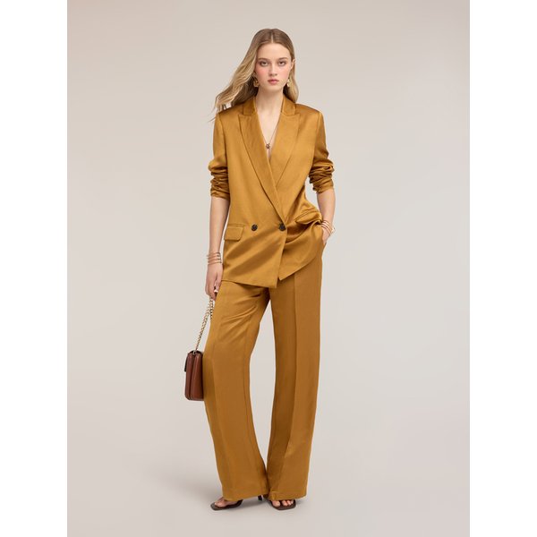 Motivi Giacca Strutturata Doppiopetto In Misto Lino Donna, Giallo, Taglia 40-image