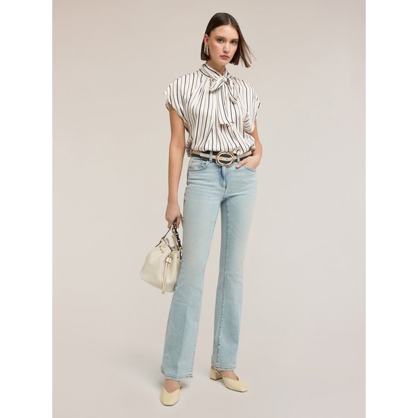 Motivi Jeans Flare Push-Up A Vita Alta Donna, Azzurro, Taglia 48-image