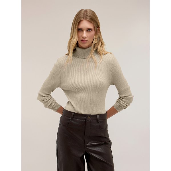 Motivi Maglia A Dolcevita Fine A Coste Lurex Donna, , Taglia 01-image