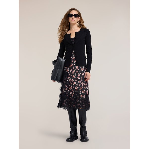 Motivi Cardigan In Maglia Rasata Con Maniche Raglan Donna, Nero, Taglia XS-image