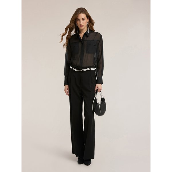 Motivi Pantaloni Palazzo Con Pieghe Donna, Nero, Taglia 38-image