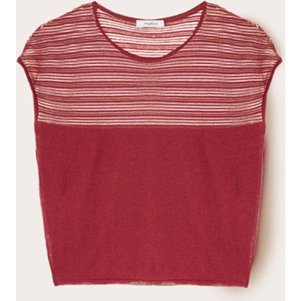 Motivi Maglia A Righe In Misto Lino Donna, Bordeaux, Taglia M-image