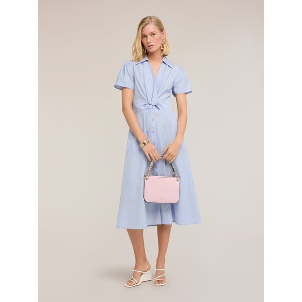 Motivi Vestito Chemisier Midi In Popeline A Righe Donna, Azzurro, Taglia 48-image