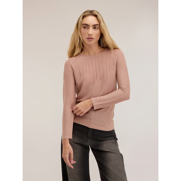 Motivi Maglia Girocollo In Filato Laminato Donna, Rosa, Taglia XS-image