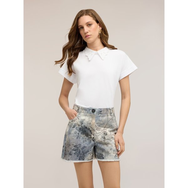 Motivi T-Shirt Con Colletto Ricamato Donna, Bianco, Taglia L-image