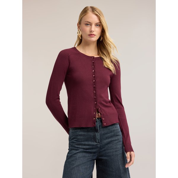 Motivi Cardigan In Maglia Rasata Con Maniche Raglan Donna, Bordeaux, Taglia S-image
