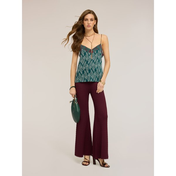 Motivi Pantaloni In Maglia Effetto Pizzo Donna, Bordeaux, Taglia M-image