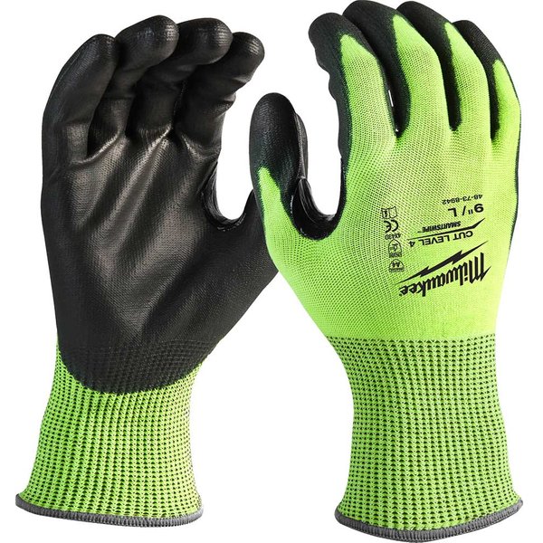 Milwaukee Hi Vis Cut Level 4 Dipped Work Gloves
