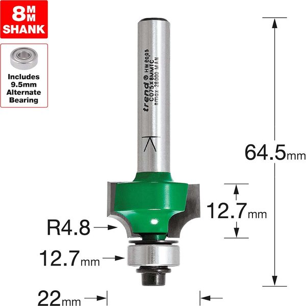 Trend CRAFTPRO Round Over and Ovolo Router Cutter