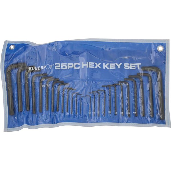 BlueSpot 25 Piece Hexagon Allen Key Pouch Set Metric and Imperial