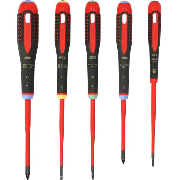 Bahco 5 Piece BE-9872SL Ergo Slim VDE Insulated Screwdriver Set