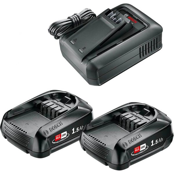 Bosch Genuine GREEN P4A 18v Cordless Li-ion Twin Battery 1.5ah and Fast Charger