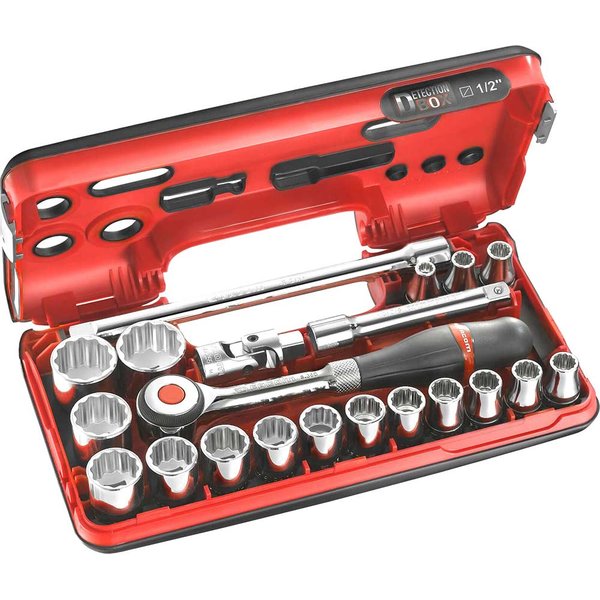 Facom 21 Piece 1/2" Drive Bi Hex Socket Set Metric in Detection Box