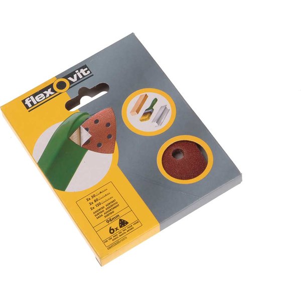 Flexovit Delta Hook & Loop Sanding Sheets 94mm Assorted (Pack 25) 63642526721
