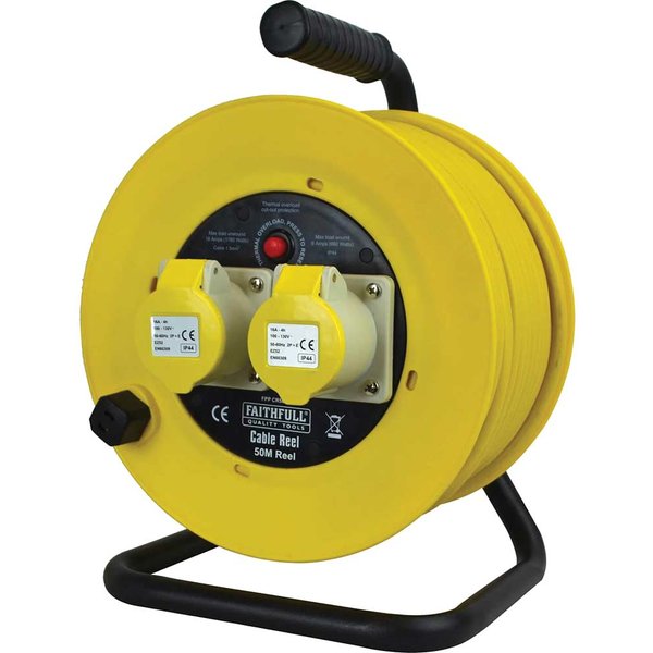 Faithfull 2 Socket Cable Extension Reel 110v