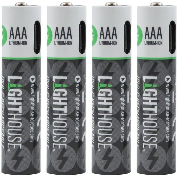Lighthouse AAA USB-C Rechargeable Li-ion Battery Pack of 4