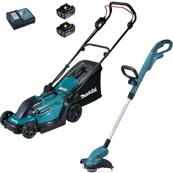 Makita 18v LXT Cordless Rotary Lawnmower and Grass Trimmer Kit