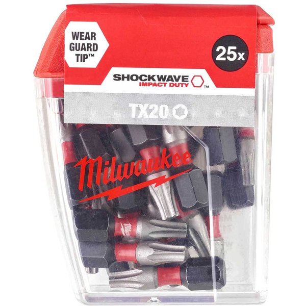 Milwaukee Shockwave Impact Duty Torx Screwdriver Bits TX20 50mm Pack of 10