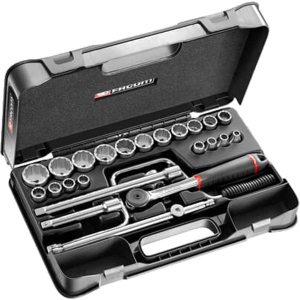 Facom S.161-3P12U 25 Piece 1/2" Drive Bi Hexagon Socket Set Imperial