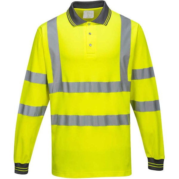 Portwest Hi Vis Cotton Comfort Polo Long Sleeve Shirt