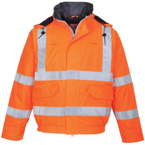BizFlame Hi Vis Flame Resistant Rain Bomber Jacket Orange 2XL