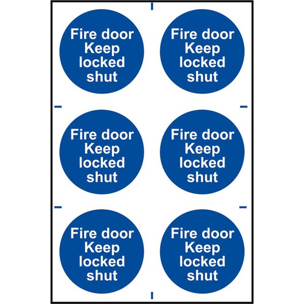 Scan Fire Door Keep Locked Shut Sign Pack of 6