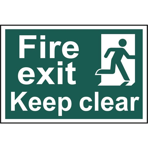 Scan Fire Exit Keep Clear - PVC Sign 300 x 200mm 1513