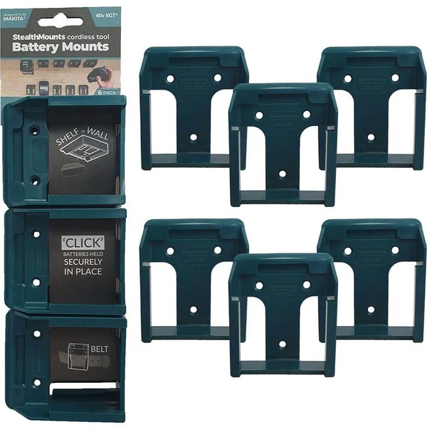 Stealth Mounts 6 Pack Battery Mounts for Makita 40V XGT Batteries