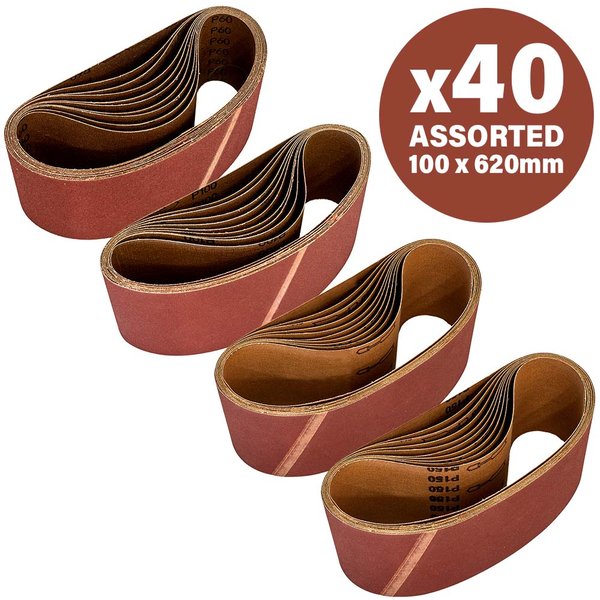 Sirius 40 Piece Assorted 100mm x 620mm Sanding Belts