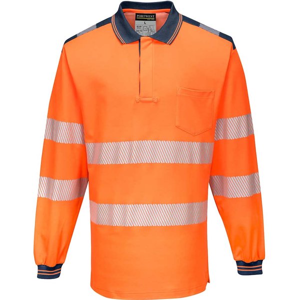 Portwest PW3 Hi Vis Cotton Comfort Polo Long Sleeve Shirt