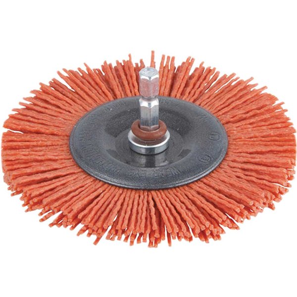 Wolfcraft Abrasive Nylon Bristle Wheel Brush1 100mm 6.35mm Shank
