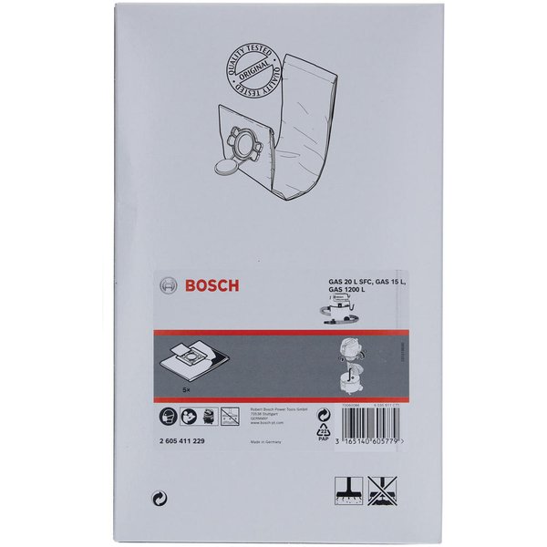 Bosch Fleece Filter Bags for GAS 25 Dust Extractor