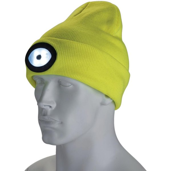 Draper Beanie Hat and USB Rechargeable LED Headlight Yellow One Size