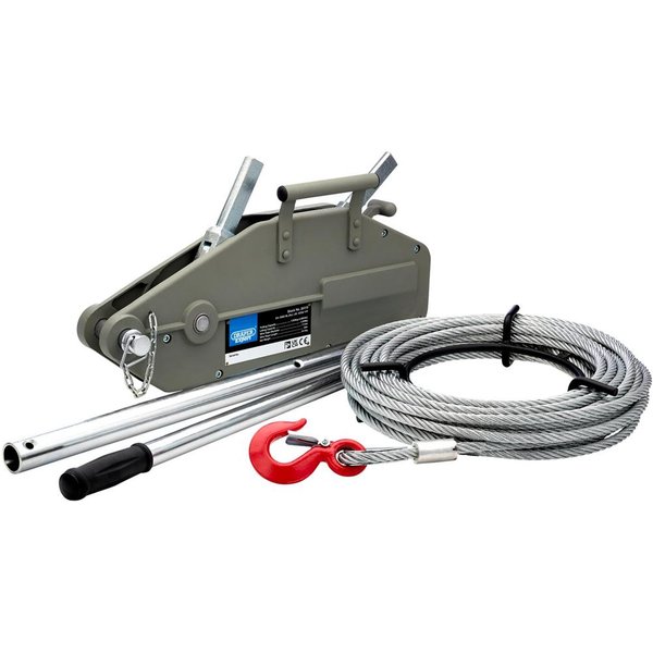 Draper 1600kg Expert Wire Rope Puller - Silver, none
