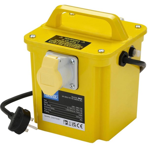 Draper Portable Site Transformer 240v to 110v 1.5kVA