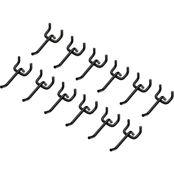 Bunker Single Pegboard Storage Hooks Black Pack of 12