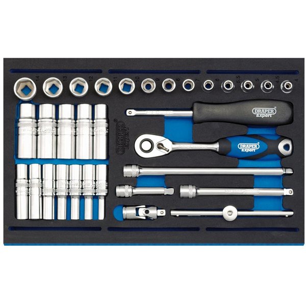 Draper 32 Piece 1/4" Drive Socket Set In Eva Insert Tray 1/4"