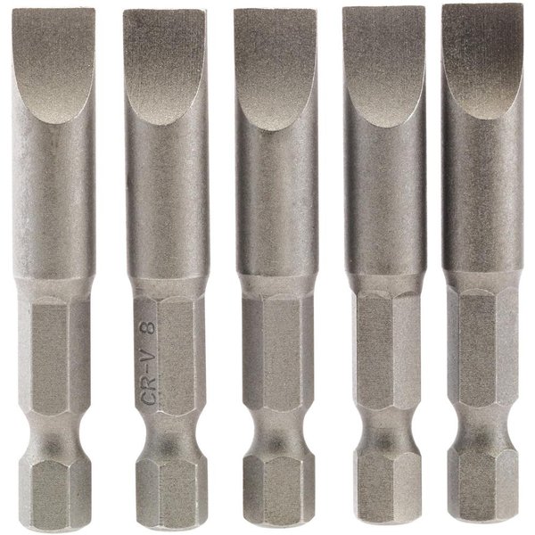 Draper Slotted Screwdriver Bit 8mm 50mm Pack of 5