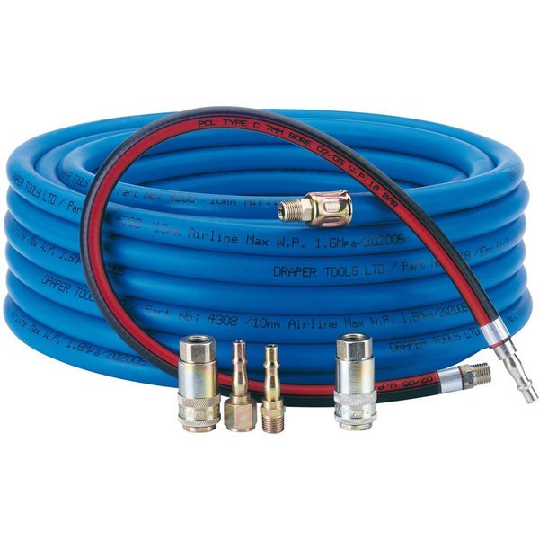 Draper Heavy Duty Airline and Connector Kit 15.2m 10mm