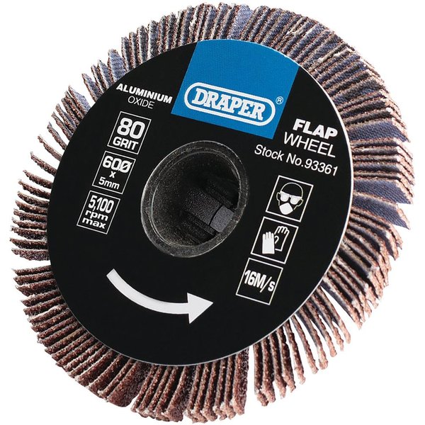 Draper Sanding Roller Flap Wheel 60mm 5mm 80g