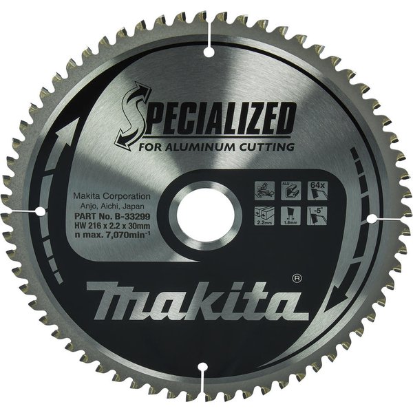 Makita SPECIALIZED Circular Saw Blade for Aluminium Cutting 216mm 64T 30mm