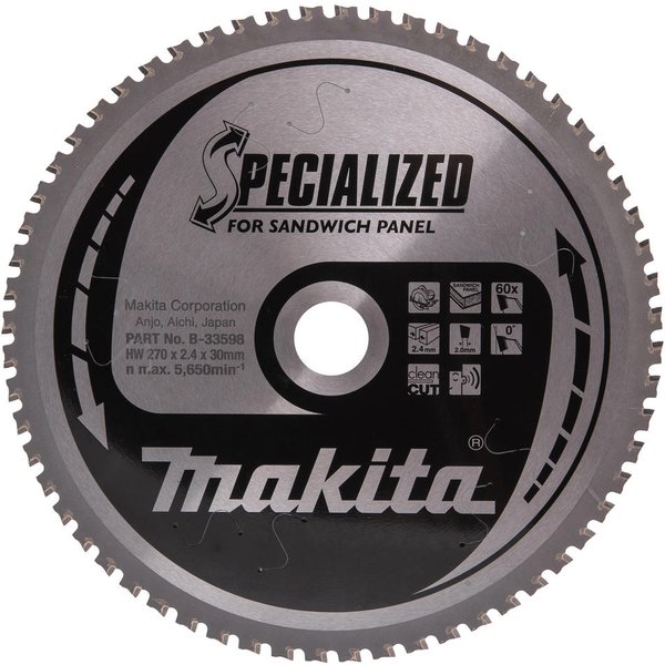 Makita SPECIALIZED Circular Saw Blade for Sandwich Panel Cutting 270mm 60T 30mm