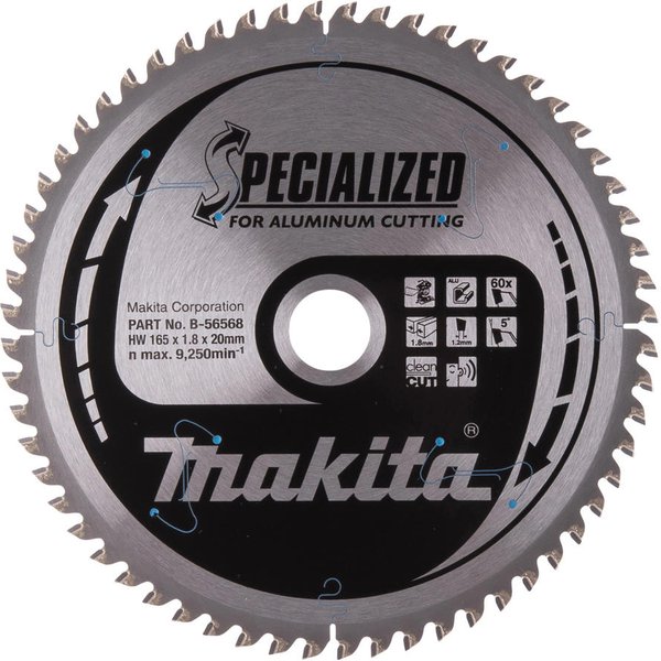 Makita SPECIALIZED Circular Saw Blade for Aluminium Cutting 165mm 60T 20mm