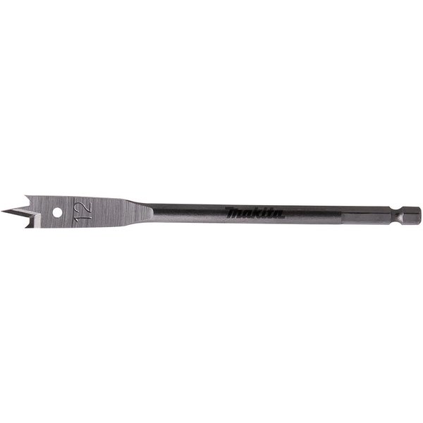 Makita 1/4" Hex Shank Flat Wood Drill Bit 12mm 150mm Pack of 1