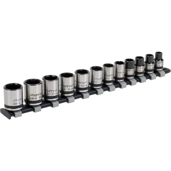 Sealey 12 Piece Black Series 3/8" Drive Lock On Hexagon Socket Set