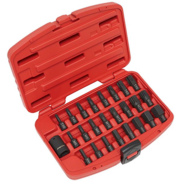 Sealey 25 Piece Impact Torx, Hex and Spline Socket Bit Set 1/2"
