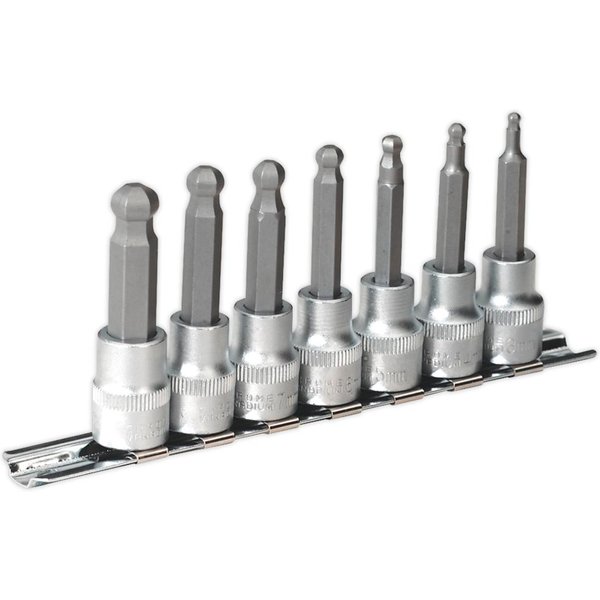 Sealey 7 Piece 3/8" Drive Ball End Hexagon Socket Bit Set Metric